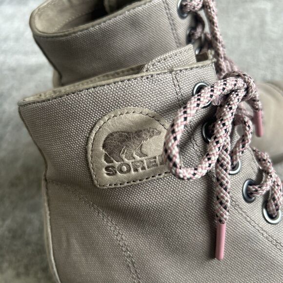 Sorel PDX Wedge Ankle Bootie Womens 10 Leather Boots Gray Brown Joan Of Arctic - Picture 2 of 12